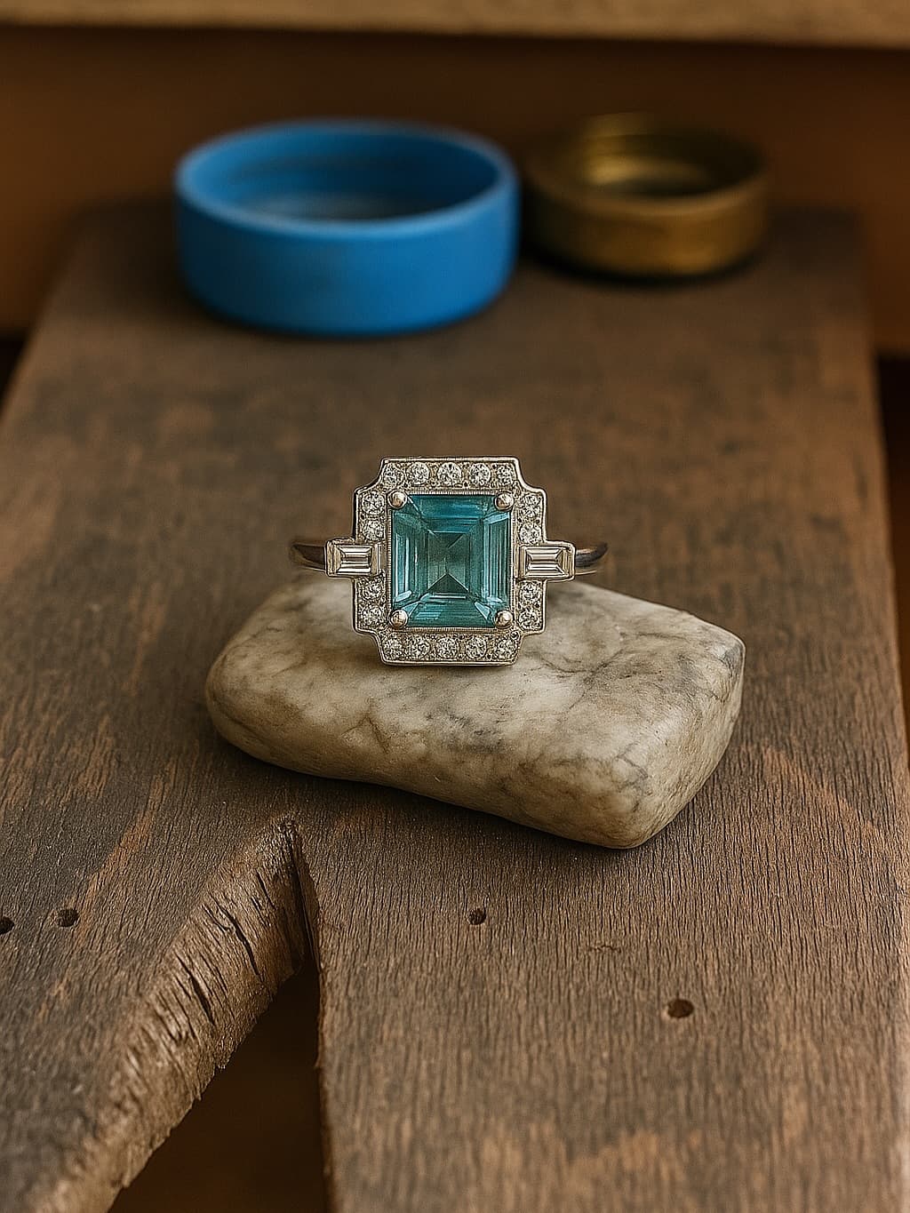 Bague Santa Maria — Or blanc 18kt · aigue-marine Santa Maria · diamants